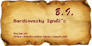 Bardiovszky Ignác névjegykártya